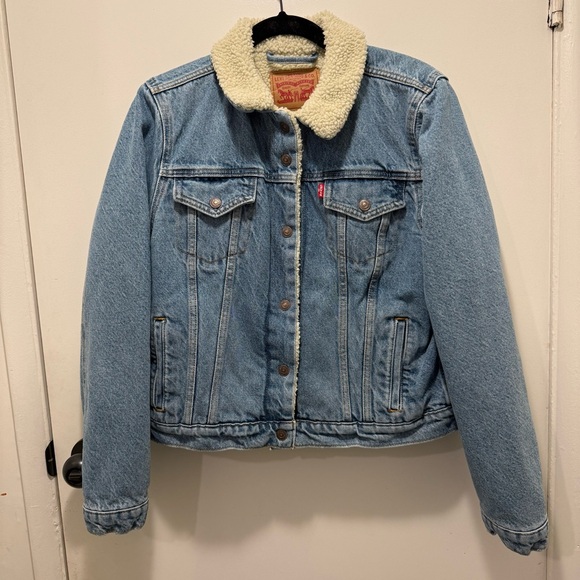 Levi's Jackets & Blazers - Levi's Blue Denim Jacket with Cream Sherpa Collar